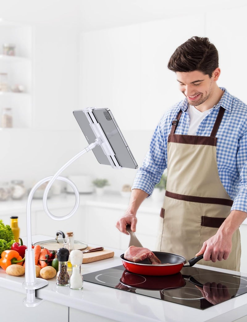 Tryone Gooseneck Tablet Holder Stand for Bed Adjustable Flexible Arm Tablets Mount Clamp on Table Compatible with iPad Air Mini | Galaxy Tabs | Kindle Fire | Switch or Other 4.7-10.5" Devices - Image 4