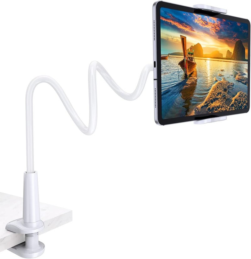 Tryone Gooseneck Tablet Holder Stand for Bed Adjustable Flexible Arm Tablets Mount Clamp on Table Compatible with iPad Air Mini | Galaxy Tabs | Kindle Fire | Switch or Other 4.7-10.5" Devices - Image 1