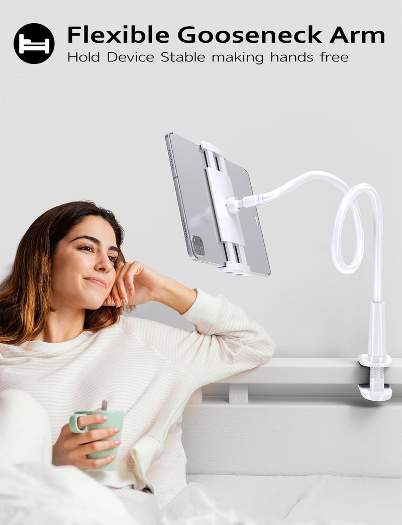 Tryone Gooseneck Tablet Holder Stand for Bed Adjustable Flexible Arm Tablets Mount Clamp on Table Compatible with iPad Air Mini | Galaxy Tabs | Kindle Fire | Switch or Other 4.7-10.5" Devices - Image 3