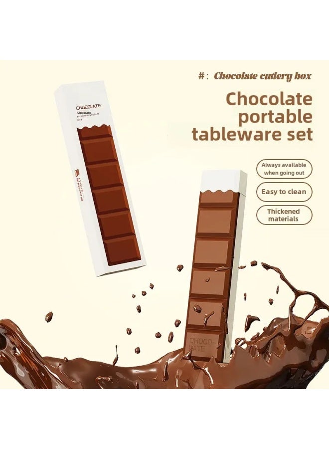 Portable Stainless Steel 304 Chocolate Shaped Dinnerware Set Including Spoon Fork Chopsticks With Liquid Addition Option-Specifications:Ordinary Fork - Image 3