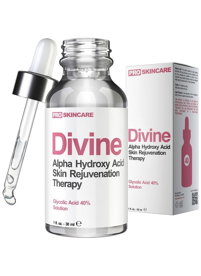 DIVINE DERRIERE - Glycolic Acid Peel 40% Professional Chemical Peel for Face for Acne Scars, Collagen Boost, Wrinkles, Fine Lines - Alpha Hydroxy Acid Liquid Exfoliant for Face Peel Mask for Men & Women - Image 1