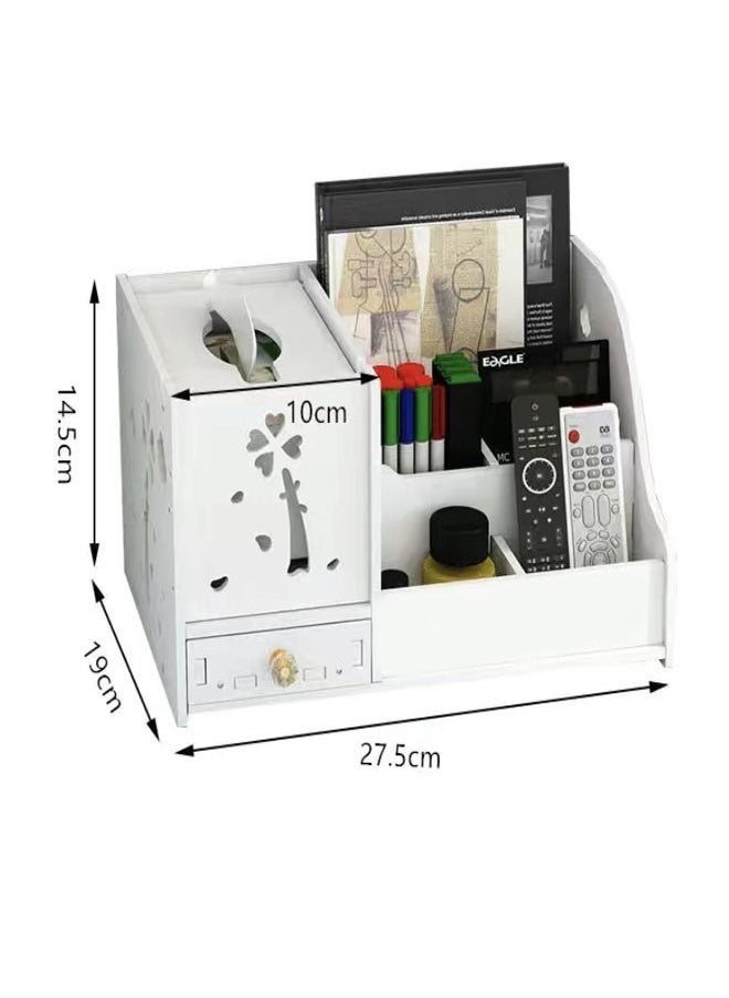 1-Piece Floral Design Desktop Multifunctional Storage Box Cosmetics Storage Tissue Box Display Stand Desktop Storage Rack 27.5x19x14.5 cm