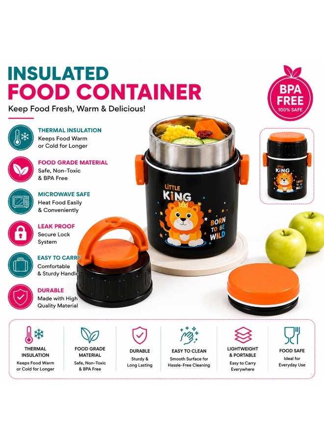 Twisoo Kids Lunch Box 900ml for School, Insulated Stainless Steel Inner Bowl Food Container, Leak Resistant & Secure Lock, Portable Carry Handle - Image 3