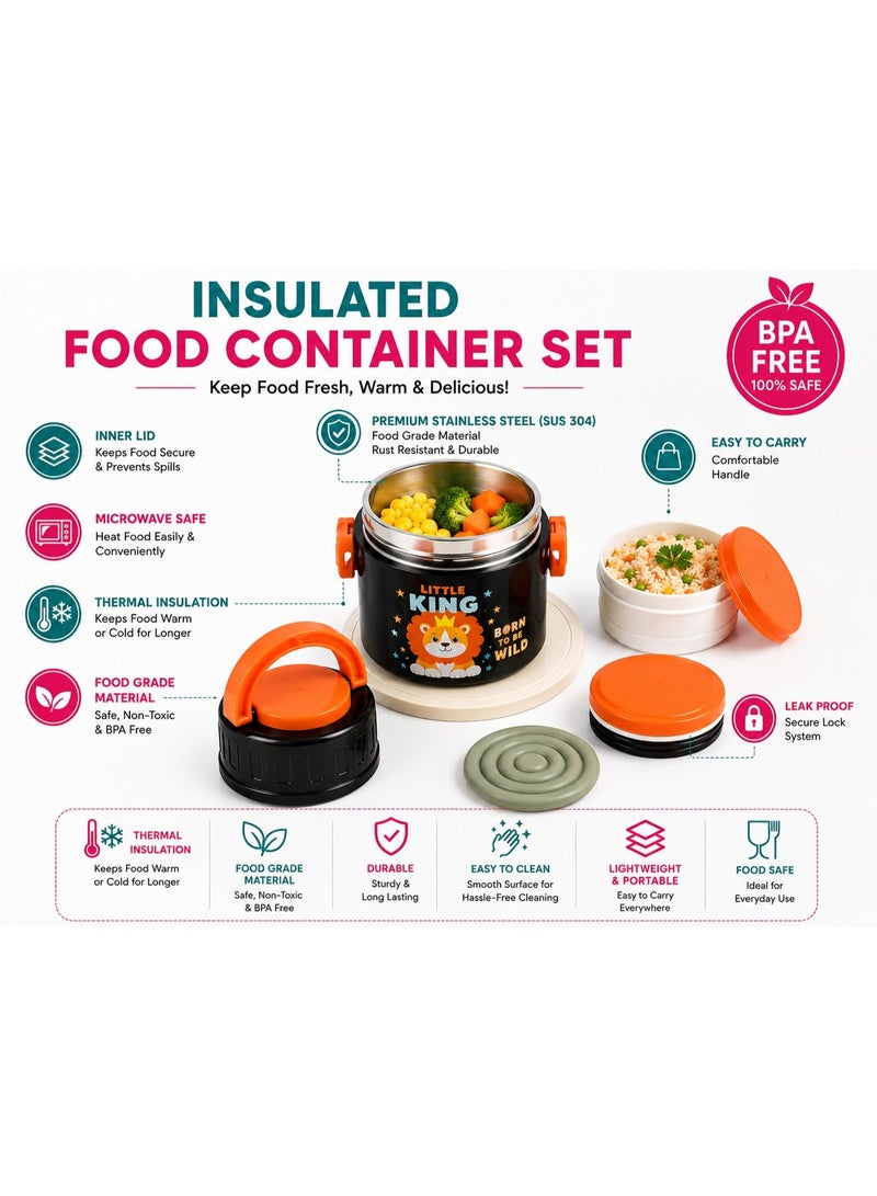 Twisoo Kids Lunch Box 900ml for School, Insulated Stainless Steel Inner Bowl Food Container, Leak Resistant & Secure Lock, Portable Carry Handle - Image 2