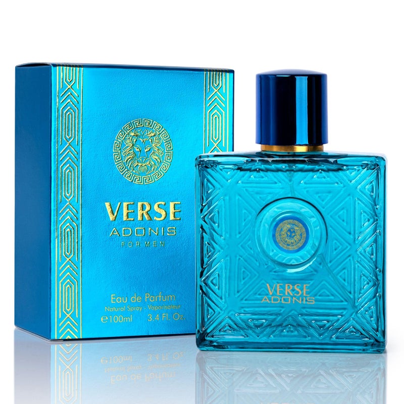 NovoGlow Verse Adonis Eau De Parfum for Men 3.4 Fl. Oz. 100ml Men's Perfume Refreshing Combination of Woody Floral & Fruity Scents - Masculine Scent Lasts All Day A Gift for Any Occasion - Image 1
