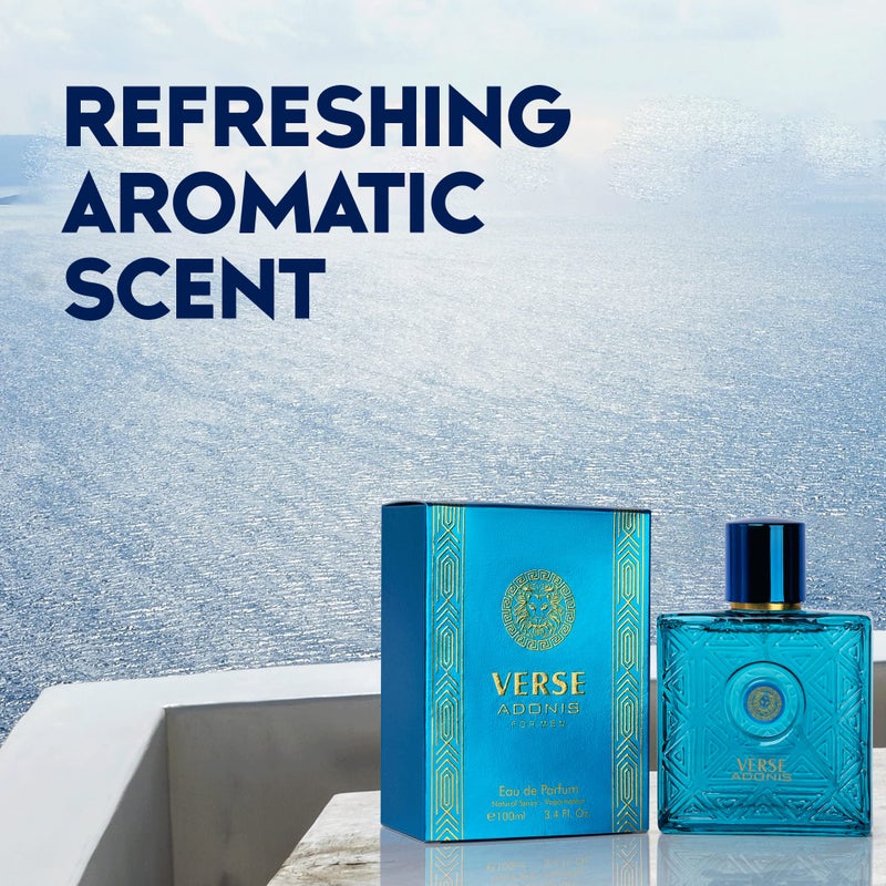 NovoGlow Verse Adonis Eau De Parfum for Men 3.4 Fl. Oz. 100ml Men's Perfume Refreshing Combination of Woody Floral & Fruity Scents - Masculine Scent Lasts All Day A Gift for Any Occasion - Image 3