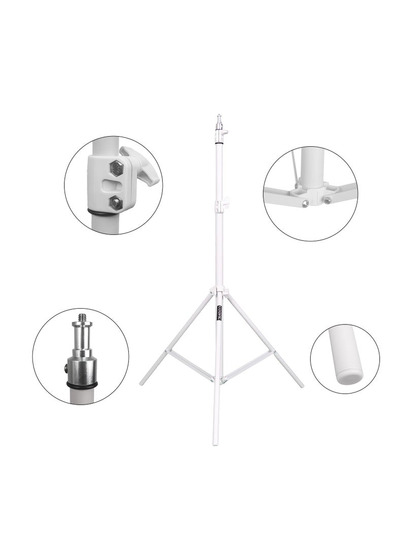 COOPIC 3pcs L210 Adjustable Lightweight Sturdy Aluminum Tripod Stand with Maximum height 210cm / 7f / 83inch and 1/4 Screw fit for Reflectors Softboxes Lights Umbrellas etc, Max. Load 7kg White Color - Image 4