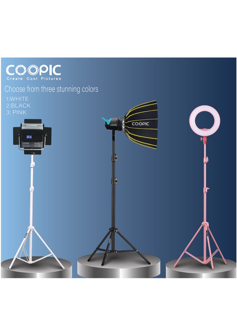 COOPIC 3pcs L210 Adjustable Lightweight Sturdy Aluminum Tripod Stand with Maximum height 210cm / 7f / 83inch and 1/4 Screw fit for Reflectors Softboxes Lights Umbrellas etc, Max. Load 7kg White Color - Image 5