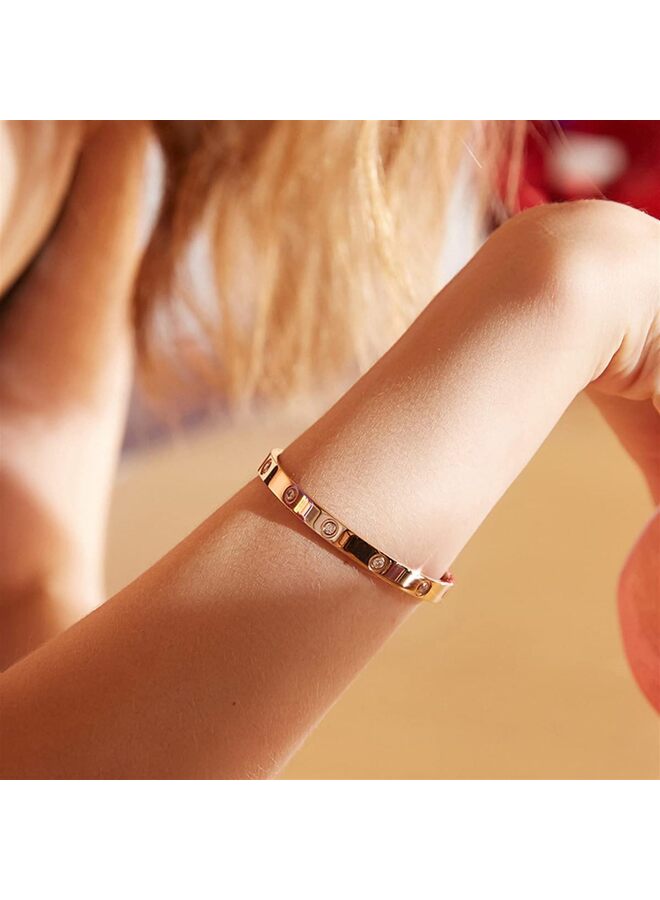 Love Friendship Bracelet Bangle with Cubic Zirconia Stones Stainless Steel Hinged Jewelry with Crystal Bracelet Birthday Present for Her Women (Material : ROSEGOLD-173-4) - Image 4