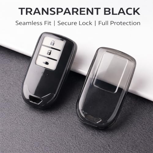 JVCV® Soft TPU Transparent Black Key Cover Compatible with Honda City Elevate Civic Jazz Amaze CR-V WR-V BR-V 3 & 4 Button Smart Key | Scratch- Resistant Slim Fit Case (Transparent Black) - Image 3