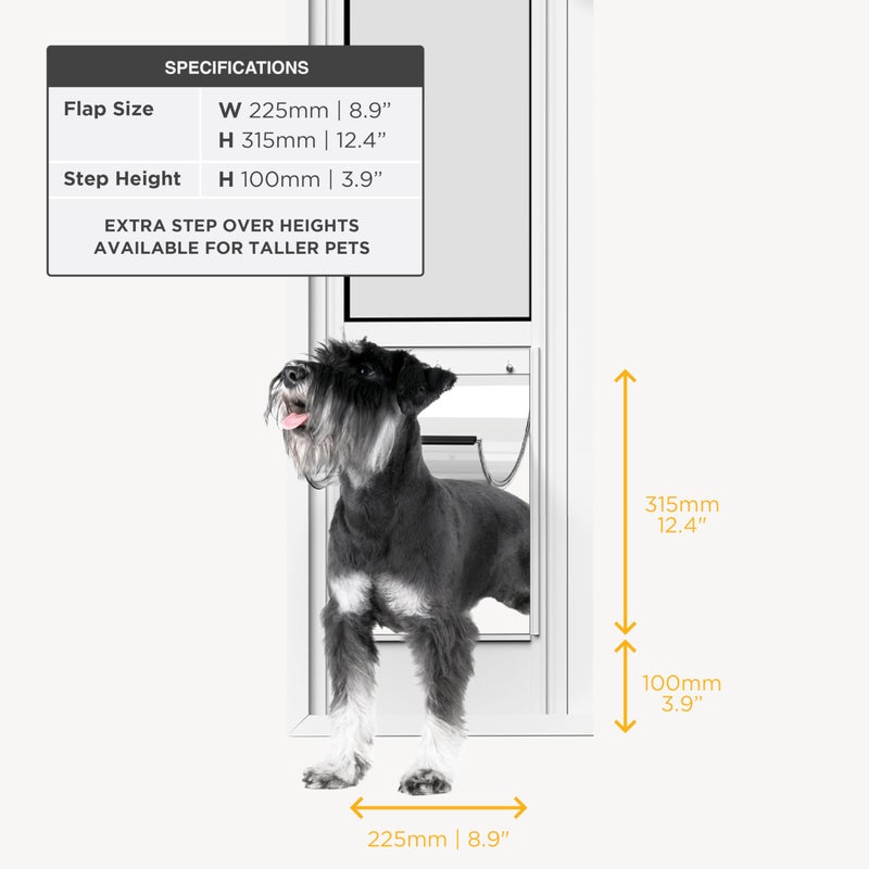Hakuna Pets White Glass Patio Pet Door for Sliding Doors, Medium | Adjustable Height 77.2â€ â€“ 83.5â€, Damage-Free or Permanent Install, Locking Panel Included - Image 2