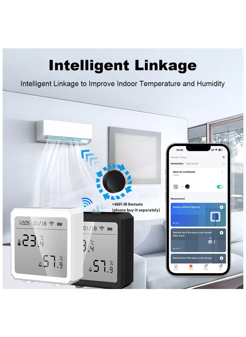 UanTii Wifi Temperature Humidity Sensor Tuya Smart Indoor Thermometer Hygrometer Detector,Works with Smart Life App,App and Voice Control，Black  - Image 5
