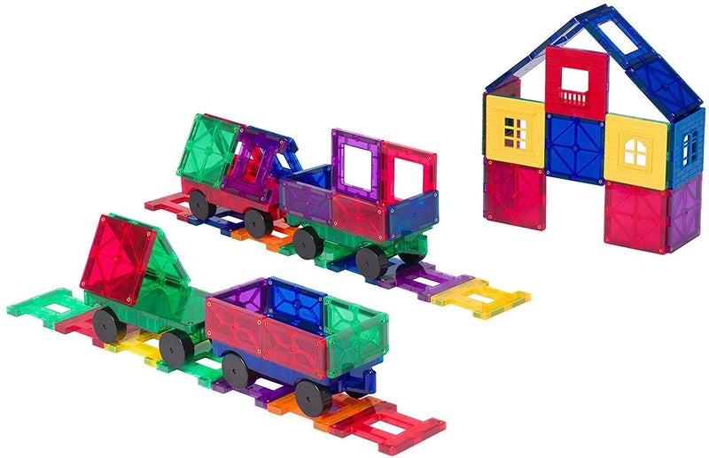 Playmags Magnetic Tiles Train Set, 20 Piece Accessory Set Includes 4 Trains, Stronger Magnets, Building Blocks Add-On, STEM Toys for Kids. - Image 5