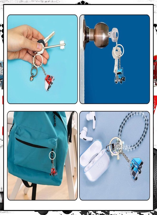 Serencatcher Heavy Truck Keychain 12pcs - Semi Truck Party Favors Keychain Set with Double-Sided Printing, 4 Designs Acrylic Keyrings for Transportation Birthday Baby Shower Party Decorations Gifts - Image 4