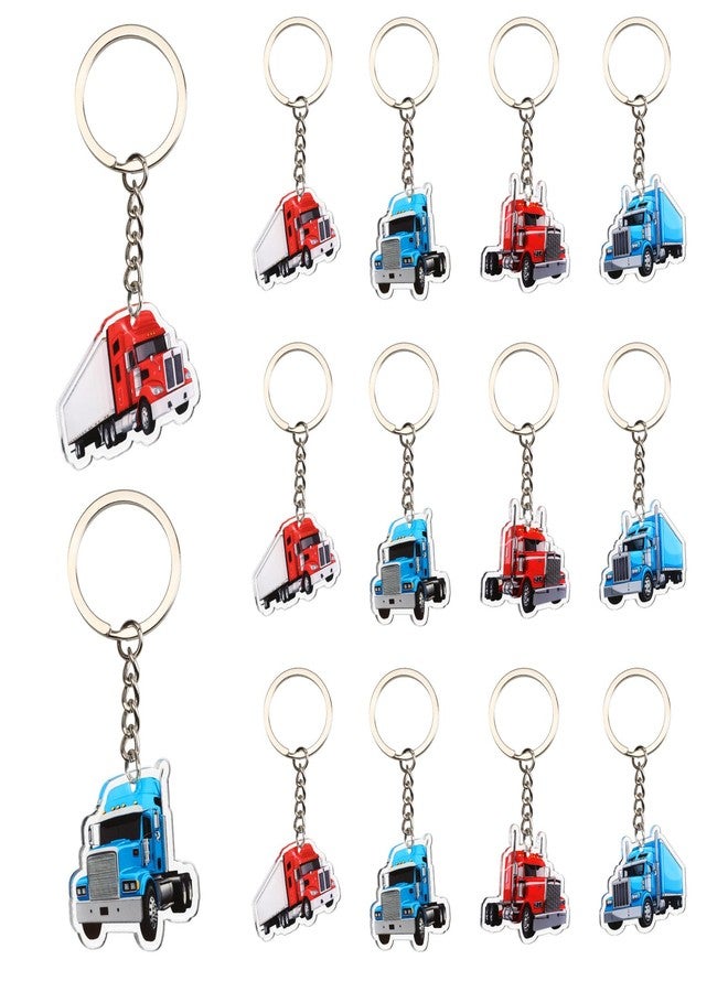 Serencatcher Heavy Truck Keychain 12pcs - Semi Truck Party Favors Keychain Set with Double-Sided Printing, 4 Designs Acrylic Keyrings for Transportation Birthday Baby Shower Party Decorations Gifts - Image 1