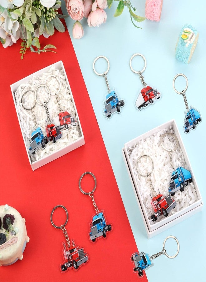 Serencatcher Heavy Truck Keychain 12pcs - Semi Truck Party Favors Keychain Set with Double-Sided Printing, 4 Designs Acrylic Keyrings for Transportation Birthday Baby Shower Party Decorations Gifts - Image 3
