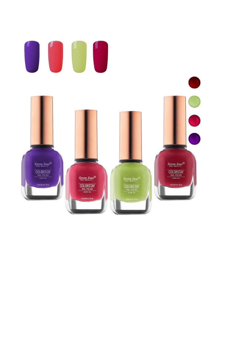 Seven Seas Seven Seas Color Stay Nail Polish Combo Pack of 4 Quick Drying Glossy Finish Long Lasting No Chip Formula High Shine Nail Polish For Women  No Harmful Chemicals  - Image 1
