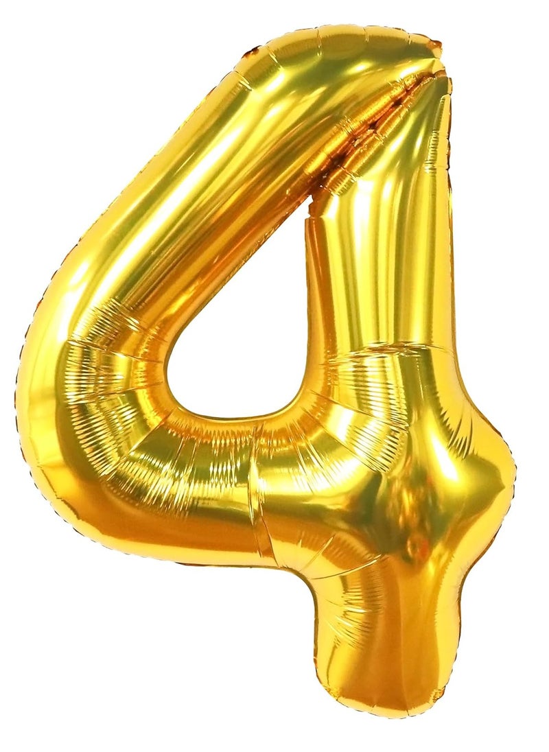 KATCHON Gold number 4 Balloon for 4th Birthday Decoration  - Image 1