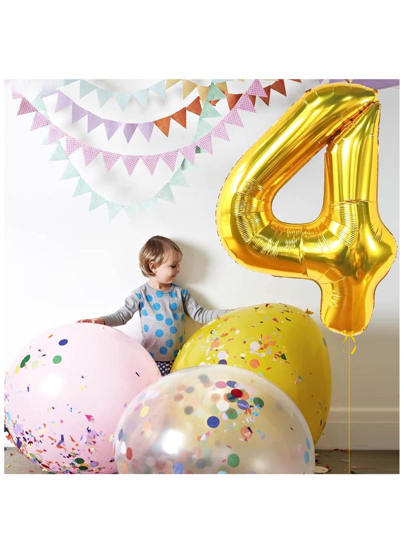 KATCHON Gold number 4 Balloon for 4th Birthday Decoration  - Image 3