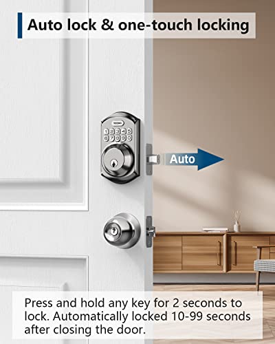 TEEHO TE001 Keyless Entry Door Lock with Keypad - Smart Deadbolt Lock for Front Door with 2 Keys - Auto Lock - Easy Installation - Satin Nickel - Image 3
