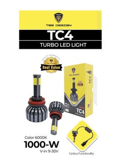 TBS DESIGN TC4 H1 LED Headlight Bulbs 300% Brightness 1:1 Mini Size, H1 LED Headlights Bulb Conversion Kits High Low Beam 6500K Cool White Headlights Halogen Replacement, Plug and Play, Pack of 2