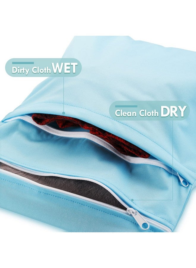 Kenning 6 Pack wet dry bags for Baby Cloth Diapers Swimsuit or Wet Clothes with 2 Zippered Pockets Waterproof Reusable Travel Beach Pool Gym Bags, 6 Colors - Image 2