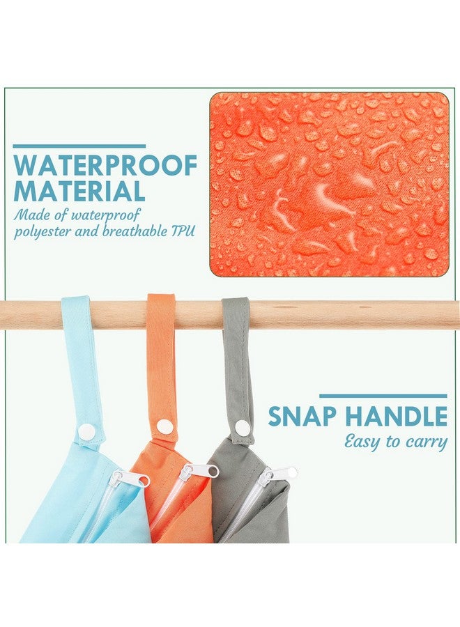 Kenning 6 Pack wet dry bags for Baby Cloth Diapers Swimsuit or Wet Clothes with 2 Zippered Pockets Waterproof Reusable Travel Beach Pool Gym Bags, 6 Colors - Image 3