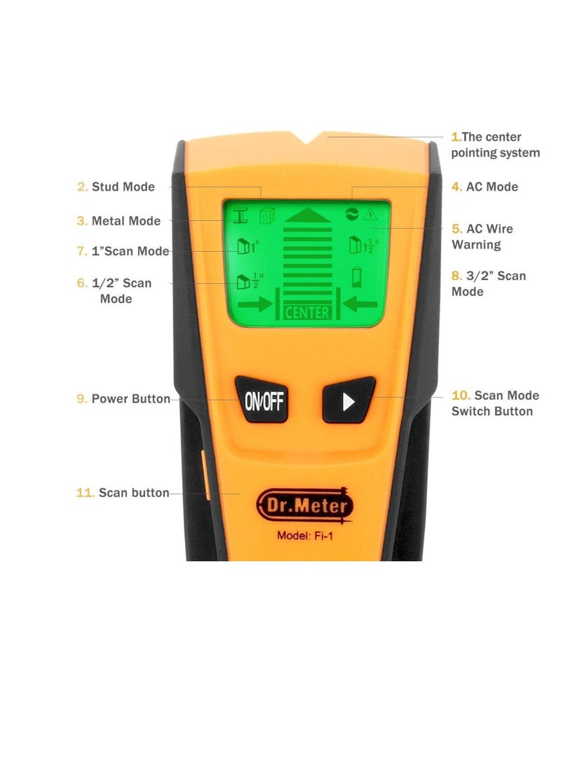 Dr.Meter Dr Meter Multi-Scanner Metal Stud Wall Sensor Finder - Center-Finding with Live AC Wire,Wood,Metal Scanner Warning Detector - Image 3
