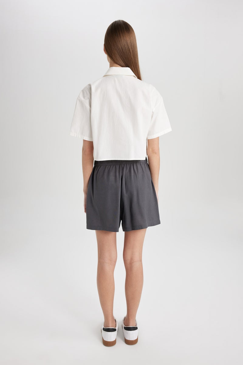 DeFacto Woman Regular Fit High Waist Linen Blend Shorts  - Image 2
