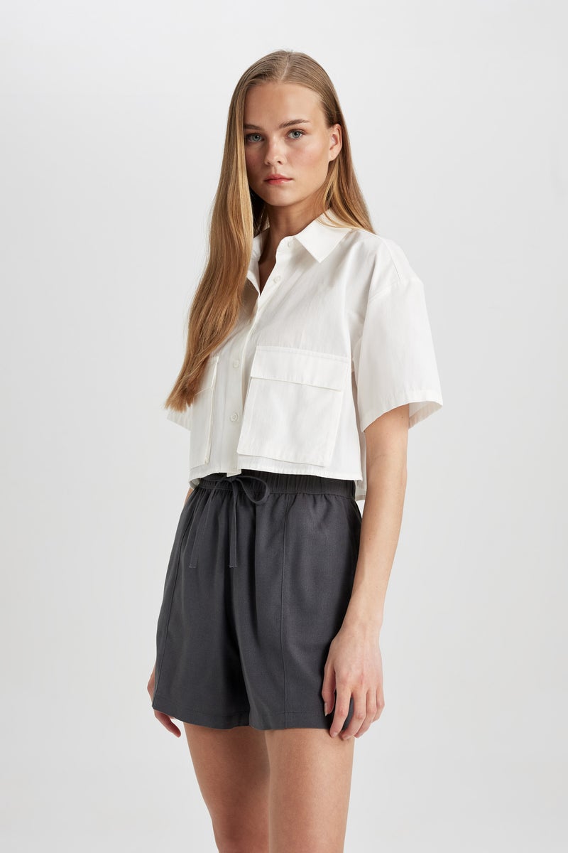 DeFacto Woman Regular Fit High Waist Linen Blend Shorts  - Image 5