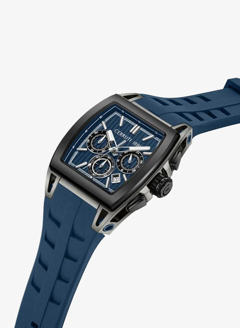 شيروتي 1881 Belluno Blue Dial Silicone Strap Chronograph Watch for Men, 41.5mm
