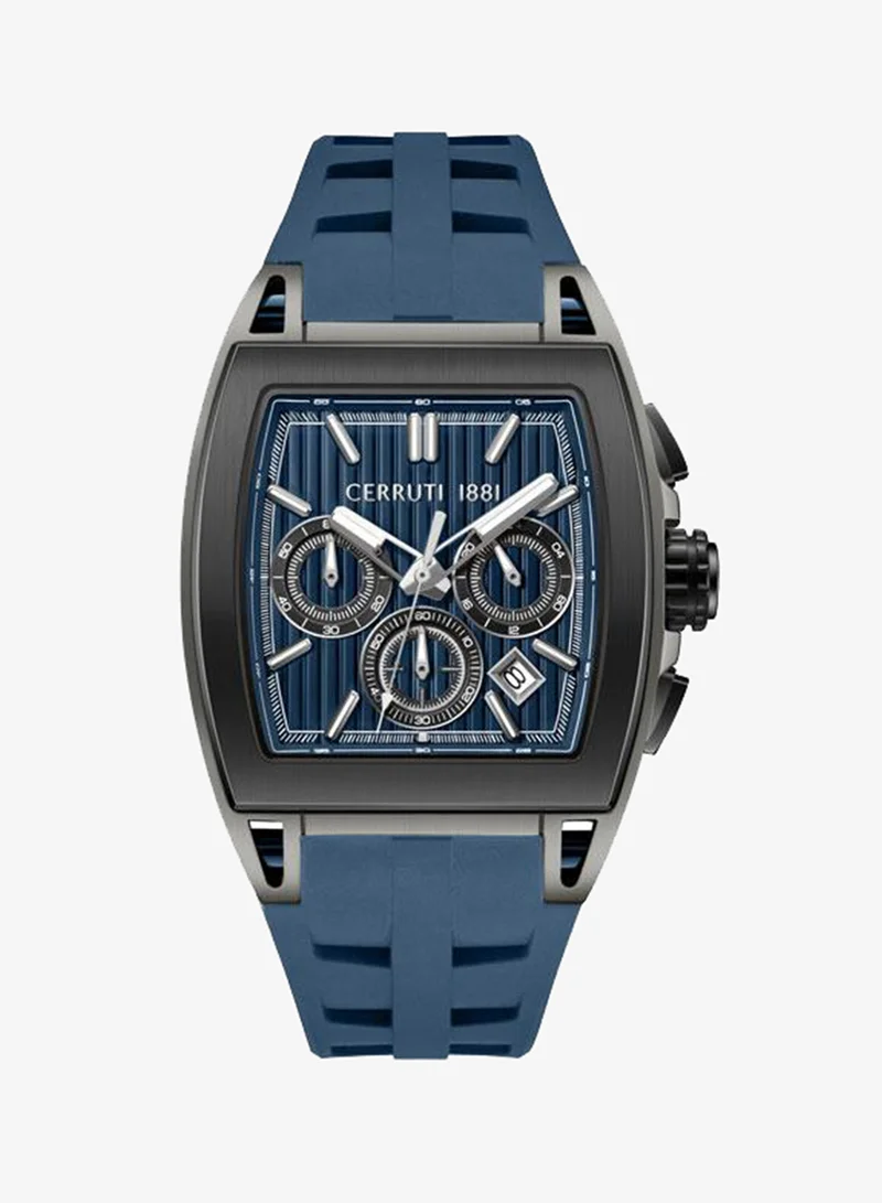 شيروتي 1881 Belluno Blue Dial Silicone Strap Chronograph Watch for Men, 41.5mm