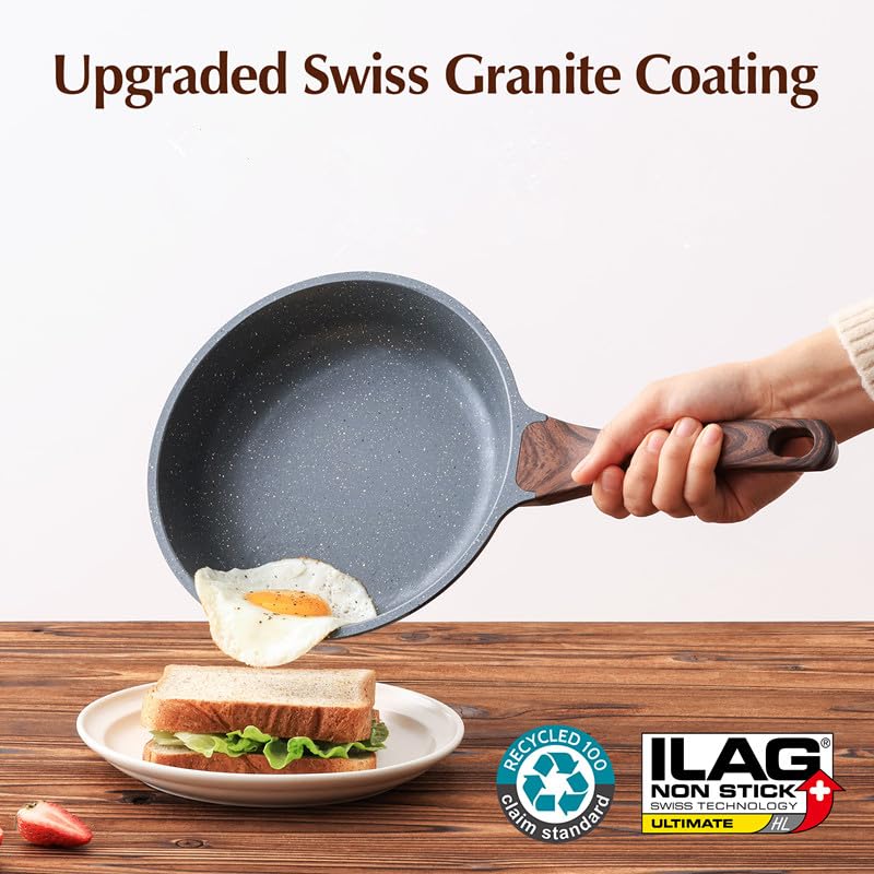 SENSARTE Nonstick Frying Pan Skillet with Lid, Omelet Pan with Cover, Healthy Cooking Chef's Pan, Kitchen Non Stick Pan, Free of Intentionally Added PFOA (11inch + Glass Lid) - Image 5