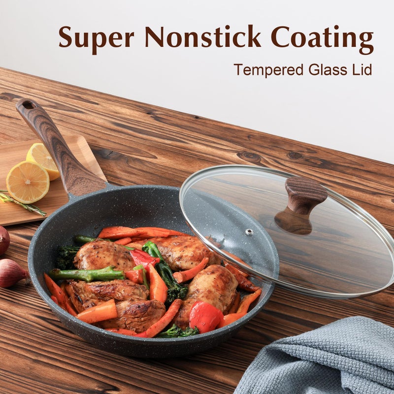 SENSARTE Nonstick Frying Pan Skillet with Lid, Omelet Pan with Cover, Healthy Cooking Chef's Pan, Kitchen Non Stick Pan, Free of Intentionally Added PFOA (11inch + Glass Lid) - Image 3