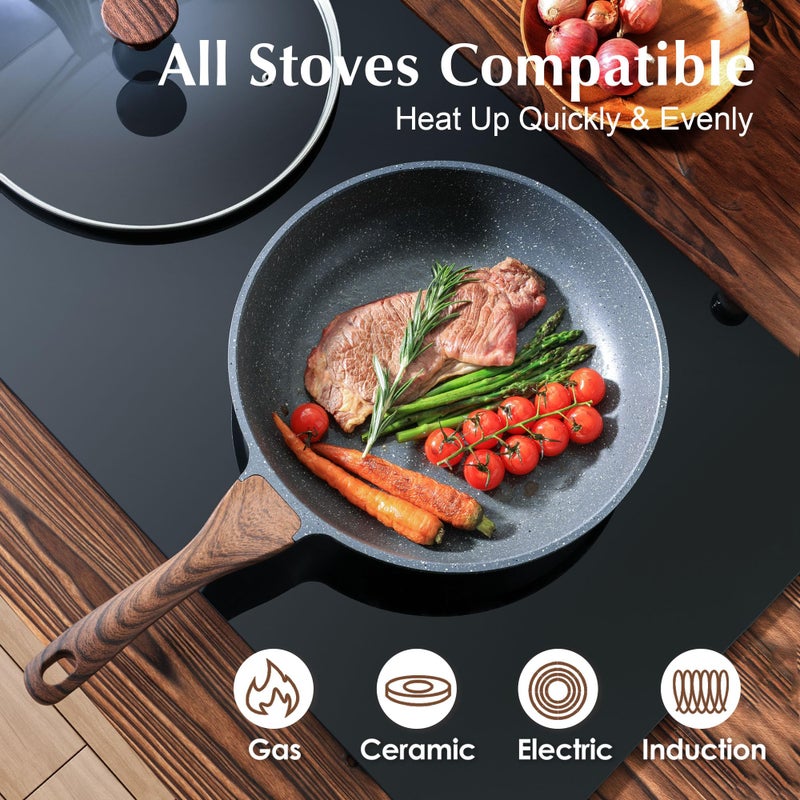 SENSARTE Nonstick Frying Pan Skillet with Lid, Omelet Pan with Cover, Healthy Cooking Chef's Pan, Kitchen Non Stick Pan, Free of Intentionally Added PFOA (11inch + Glass Lid) - Image 4