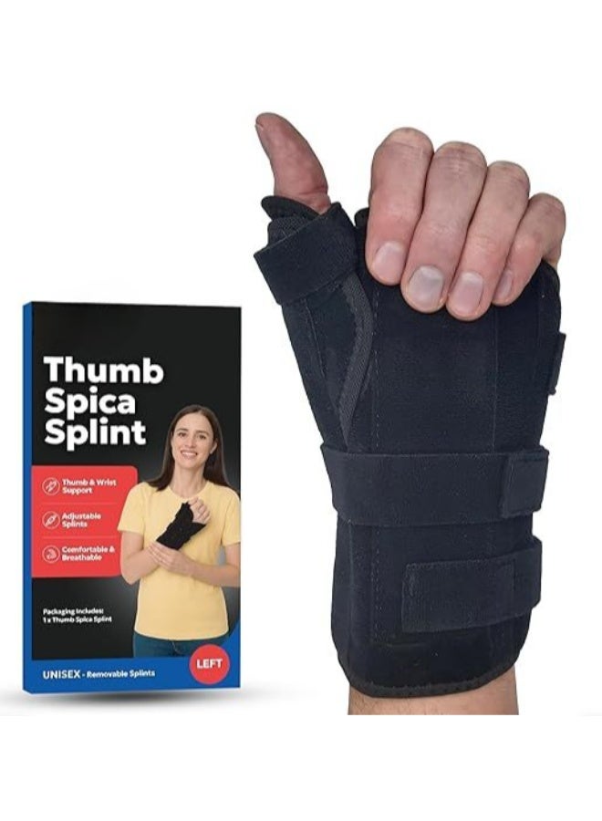 Thumb Spica Splint and Wrist Brace, Comprehensive Hand Stabilizer for Carpal Tunnel and Tendonitis, Trigger Finger Support for De Quervain's Tenosynovitis, Left Hand, Size S/M - Image 1