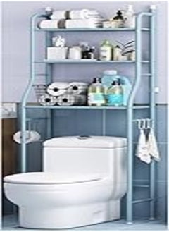 Generic Household Products Over-The-Toilet Space Saver Bathroom Storage Rack,3-Tier Toilet Shelf Free Standing Bathroom Organizer,Metal Shelves for Laundry Balcony,blue,34x15x36cm 