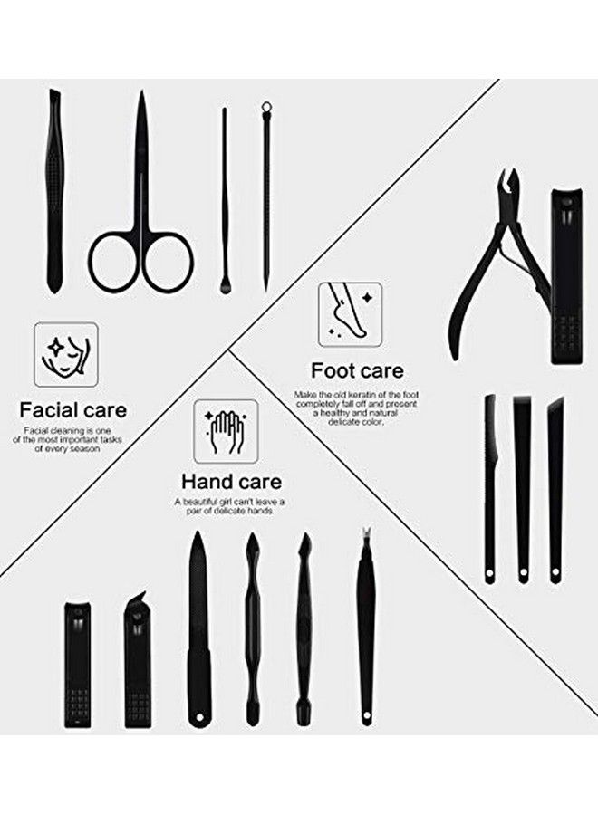 iSweven 2019 Version Manicure Set Nail Clippers Set 15 In 1 Grooming Kit Stainless Steel Professional Pedicure Set Nail Scissors Nail File Ear Picktweezers Nose Hair (Set Of 15 Red) - Image 3
