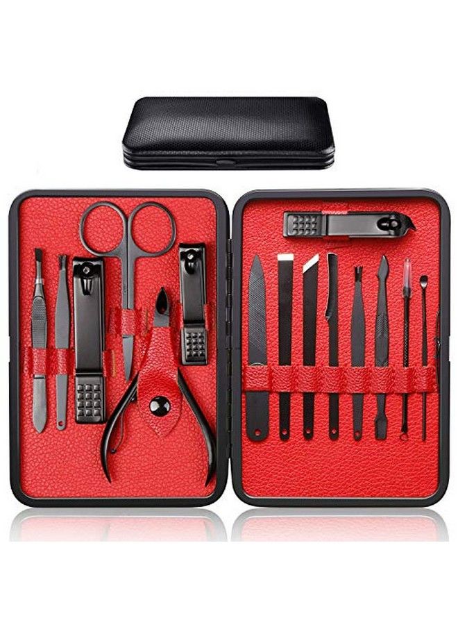iSweven 2019 Version Manicure Set Nail Clippers Set 15 In 1 Grooming Kit Stainless Steel Professional Pedicure Set Nail Scissors Nail File Ear Picktweezers Nose Hair (Set Of 15 Red) - Image 1