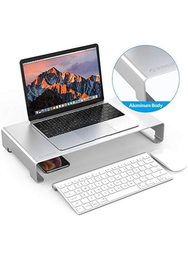 erorex - Aluminum Monitor Stand Unibody Computer Riser With Storage Space For Keyboard And Mouse For Imac Macbook Pc Laptop And More 15.7×8.3×2.4Inch - Image 1