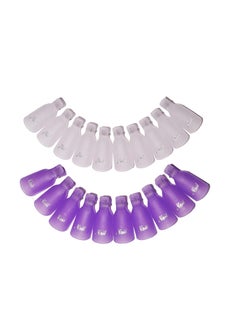 20PC Plastic Acrylic Nail Art Soak Off Cap Clip UV Gel Polish Remover Wrap Tool，Nail Polish Remover Clips（Purple,White）