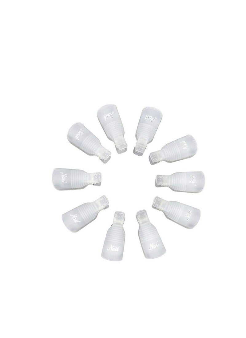 Excefore - 20PC Plastic Acrylic Nail Art Soak Off Cap Clip UV Gel Polish Remover Wrap Tool，Nail Polish Remover Clips（Purple,White） - Image 1