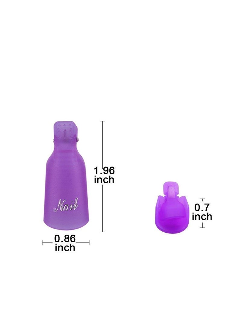 Excefore - 20PC Plastic Acrylic Nail Art Soak Off Cap Clip UV Gel Polish Remover Wrap Tool，Nail Polish Remover Clips（Purple,White） - Image 1