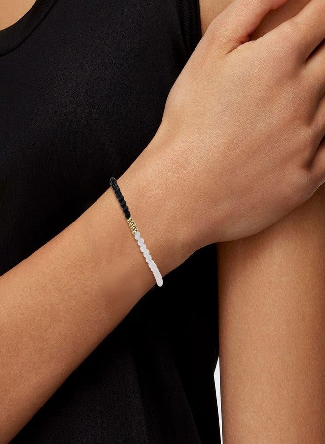 COAI Simple Beaded Bracelet for Women, 4mm Black Tourmaline Moonstone Bracelet for Women - Image 2