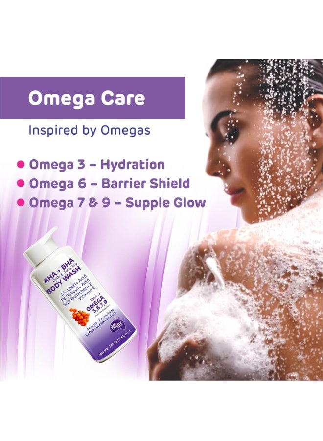 Get Nectar Happiness AHA-BHA Body Wash | 4% Actives (3% Lactic Acid + 1% Salicylic Acid) | Omega 3,6,7,9 | Exfoliating Body Wash for Tan, Body Acne & Smooth Glowing Skin | Sulfate & Paraben Free | For Men & Women | 225ml - Image 2