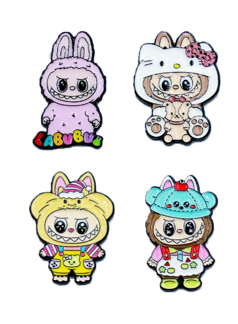 Labubu Multicolor Character Stickers for Mobile Phone or Any Smooth Surface - 4 Pieces with 3M Glue  - Image 1