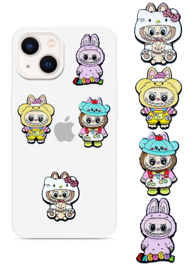 Labubu Multicolor Character Stickers for Mobile Phone or Any Smooth Surface - 4 Pieces with 3M Glue  - Image 2
