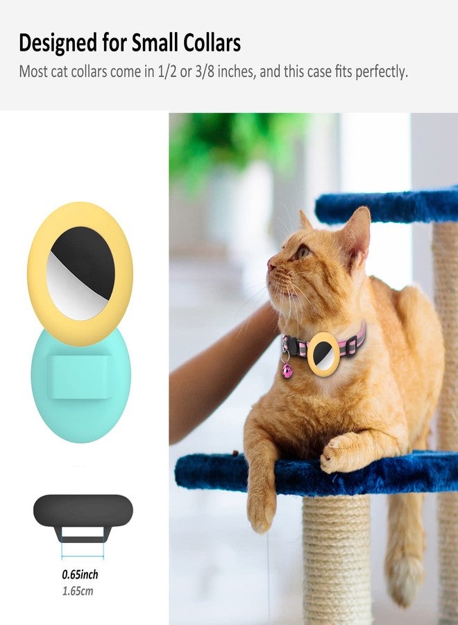 SimpleThings Compatible with Airtag Cat Collar Holder, Small Collar Holder Compatible with Apple Air Tag GPS Tracker, 2Pack Waterproof Case Cover for Cat Dog Pet Collar Within 3/8 inch (Teal&Yellow) - Image 2