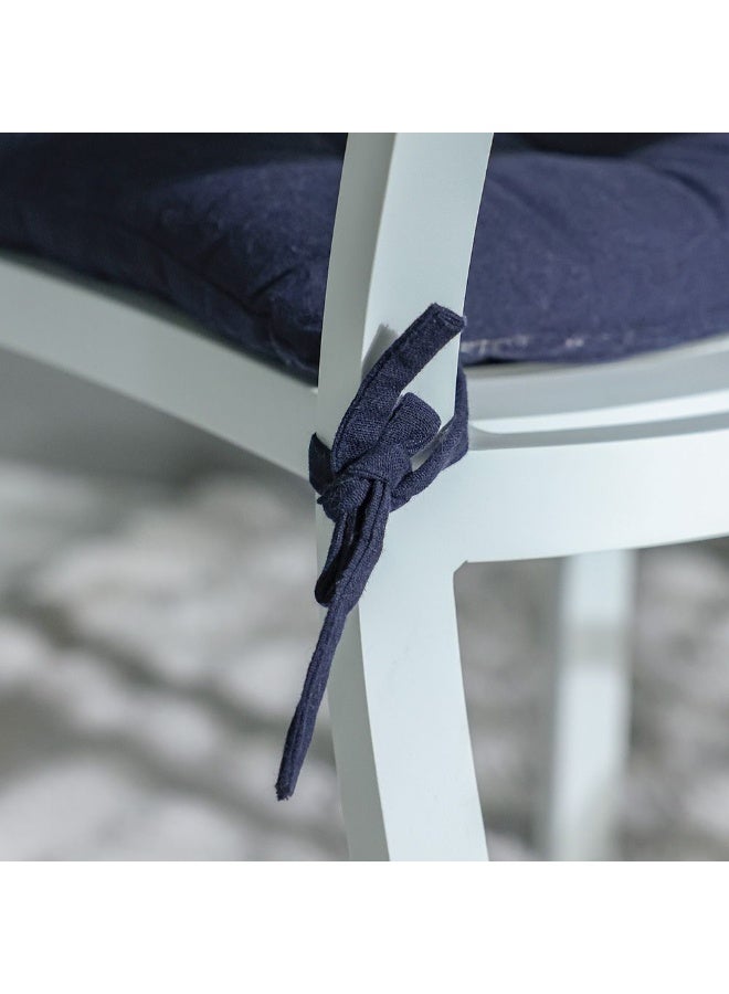 DANUBE HOME SS25-Aura Plaid Woven Chair Pad - 40x40 cm Blue | Stylish Cotton/Polyester Cushion For Indoor Chairs | Comfortable Seat Pad For Home Decor - Image 4