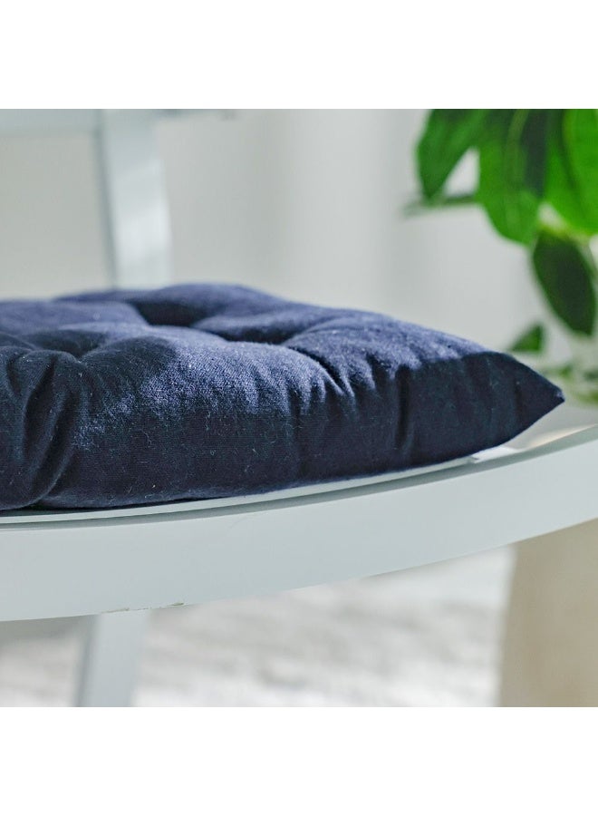 DANUBE HOME SS25-Aura Plaid Woven Chair Pad - 40x40 cm Blue | Stylish Cotton/Polyester Cushion For Indoor Chairs | Comfortable Seat Pad For Home Decor - Image 3